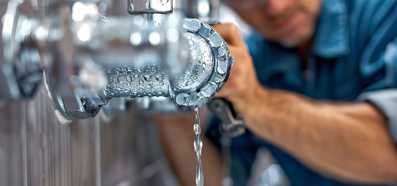 TAPS plumber inspecting residential pipe leak inside Houston home